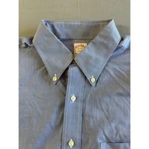 BROOKS‎ BROTHERS Shirt 17 Blue Mens Non Iron Dress Long Sleeve 346